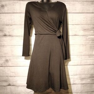 Allison Brittney Dresses - Black Long Sleeve Faux Flare Wrap Dress Allison Brittney Dresses - Black Long Sleeve Faux Flare Wrap Dress